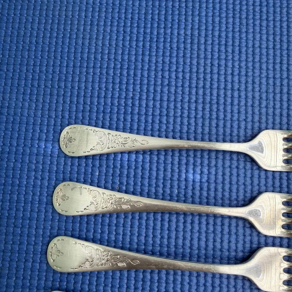 Vintage Birks Regency Plate Queen Mary - silverplate, Set 8 Luncheon Forks 7